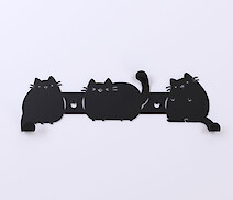 Настенная вешалка декоративная ВМ-1 "Котики" на 3 крючка, черная
