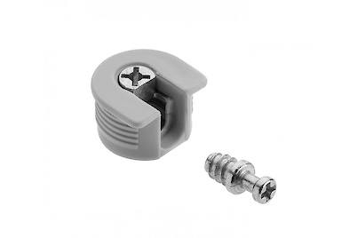 Мебельная эксцентриковая стяжка с дюбелем для плиты 16 мм, серая