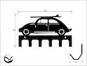 Настінна вішалка декоративна ВМ-9 "Volkswagen Käfer" на 6 гачків, чорна