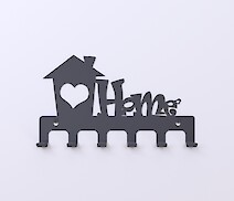 Настенная вешалка декоративная ВМ-12 "Home" на 6 крючков, графит