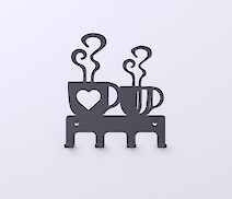 Настенная вешалка декоративная ВМ-42 "Coffee Time 2" на 4 крючка, графит