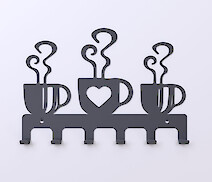 Настенная вешалка декоративная ВМ-44 "Coffee Time 3" на 6 крючков, графит