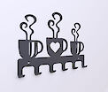 Настенная вешалка декоративная ВМ-44 "Coffee Time 3" на 6 крючков, графит