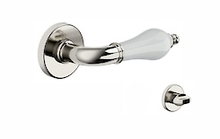 Дверная ручка DND MONICA c накладкой под WC, никель/белый 467/12T-ONV+P1