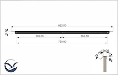 Меблева ручка-профіль торцева для шухляд в гардеробну систему в модуль 900мм, графіт