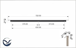 Меблева ручка-профіль торцева для шухляд в гардеробну систему в модуль 800мм, графіт