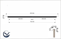 Меблева ручка-профіль торцева для комода в гардеробну систему в модуль 900мм, графіт