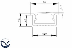 Алюмінієвий профіль врізний для світлодіодної стрічки LED, неанодований L=5950 мм