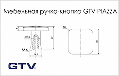 Меблева ручка-кнопка GTV PIAZZA  золото глянець (GZ-PIAZZA-1-03)