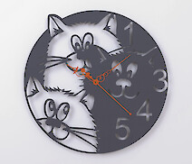 Настенные металлические часы ЧМ-11 "Коты", графит