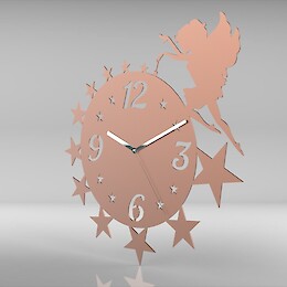 Металлические декоративные часы с феей и звёздами в комнату девочки: металл 2мм