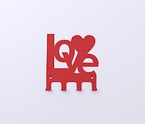 Настенная вешалка декоративная ВМ-54 "Love" на 4 крючка, красная