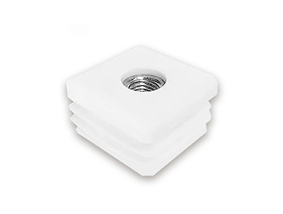 Заглушка квадрат 20х20мм с резьбой М6 (муфта J) для трубы пластиковая белая