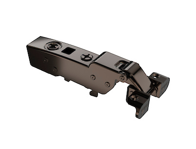 Завіса Hettich Sensys 8631i ALU для алюмінієвих фасадів, кут відкриття 95º, напівнакладна, з дотягувачем, чорний обсидіан