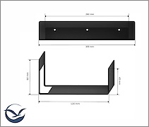Полиця В-9 для ванної кімнати 300мм, чорний