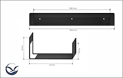 Полка В-9 для ванной комнаты 400мм, черный