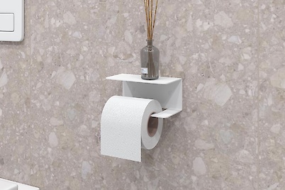 Тримач для туалетного паперу з полицею В-21, білий