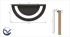 Мебельная ручка полукруг большая 300мм под прикручивание на фасад, золото