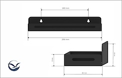 Полиця В-2 для ванної кімнати 250мм, графіт