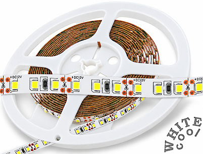 Светодиодная лента (неизолированная)  SMD2835-120L, 9 W\м,  8мм, белый холодный (6000-6500К), 50м