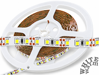 Світлодіодна стрічка (неізольована) SMD2835-120L, 9 W\м, 8мм, білий теплий (2800-3200K), 50м
