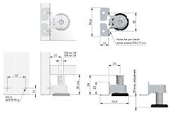 Ножка на бок шкафа Integrato TECH A Italiana Ferramenta с регулировкой до 20 мм
