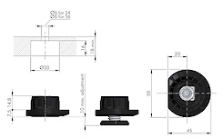 Мебельная регулируемая опора Italiana Ferramenta Integrato TECH Z 12мм для мебели без цоколя