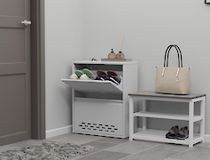 Тумба для обуви металлическая 2 секции 600х715 белый