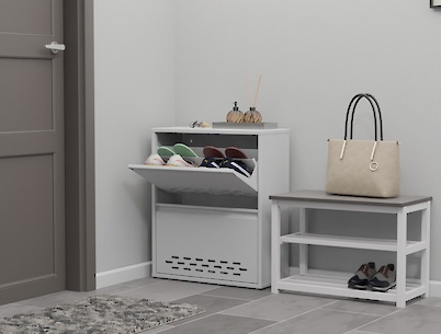 Тумба для взуття металева 2 секції 600х715 біла