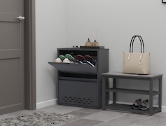 Тумба для обуви металлическая 2 секции 600х715 графит