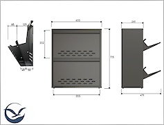 Тумба для обуви металлическая 2 секции 600х715 графит