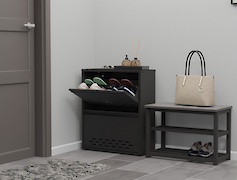 Тумба для взуття металева 2 секції 600х715 чорна