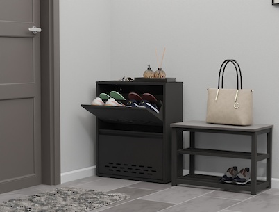 Тумба для взуття металева 2 секції 600х715 чорна