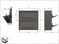 Тумба для обуви металлическая 2 секции 700х715 белый