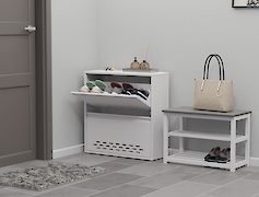 Тумба для обуви металлическая 2 секции 700х715 белый