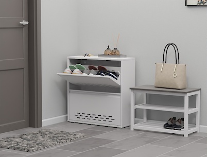 Тумба для взуття металева 2 секції 700х715 біла