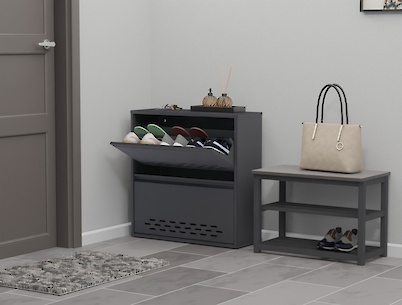 Тумба для взуття металева 2 секції 700х715 графіт