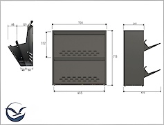 Тумба для взуття металева 2 секції 700х715 чорна