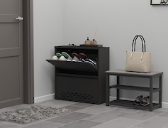 Тумба для взуття металева 2 секції 700х715 чорна