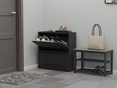 Тумба для взуття металева 2 секції 700х715 чорна