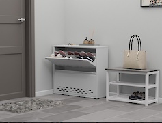 Тумба для взуття металева 2 секції 800х715 біла