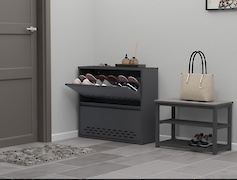 Тумба для обуви металлическая 2 секции 800х715 графит