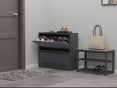Тумба для взуття металева 2 секції 800х715 графіт
