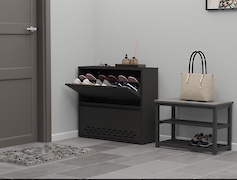 Тумба для обуви металлическая 2 секции 800х715 черный