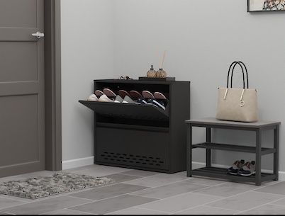Тумба для взуття металева 2 секції 800х715 чорна