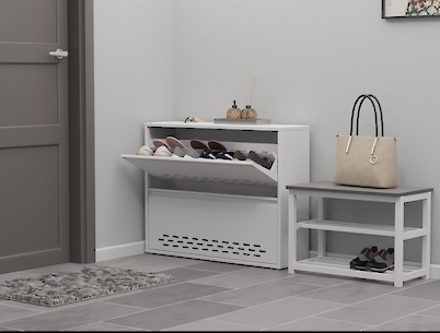 Тумба для взуття металева 2 секції 900х715 біла