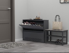 Тумба для обуви металлическая 2 секции 900х715 графит