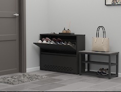 Тумба для обуви металлическая 2 секции 900х715 черный