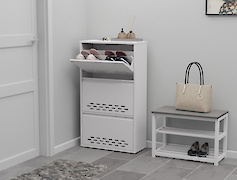 Тумба для обуви металлическая 3 секции 600х1050 белый