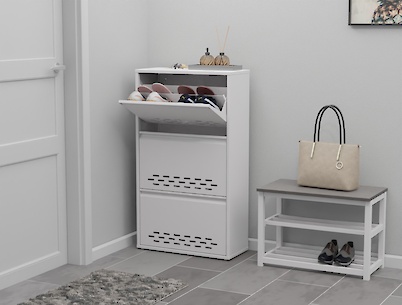 Тумба для взуття металева 3 секції 600х1050 біла